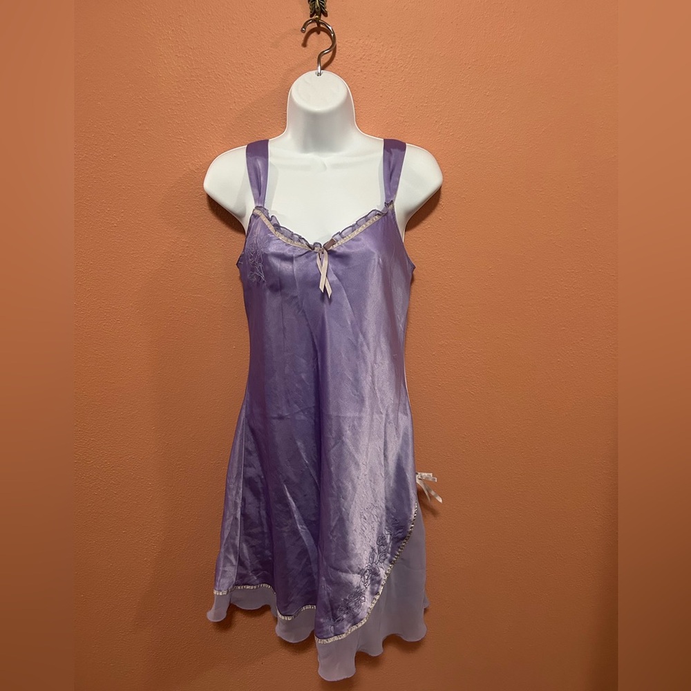 Vintage Enchanting Purple Satin Night Gown / Slip Dress